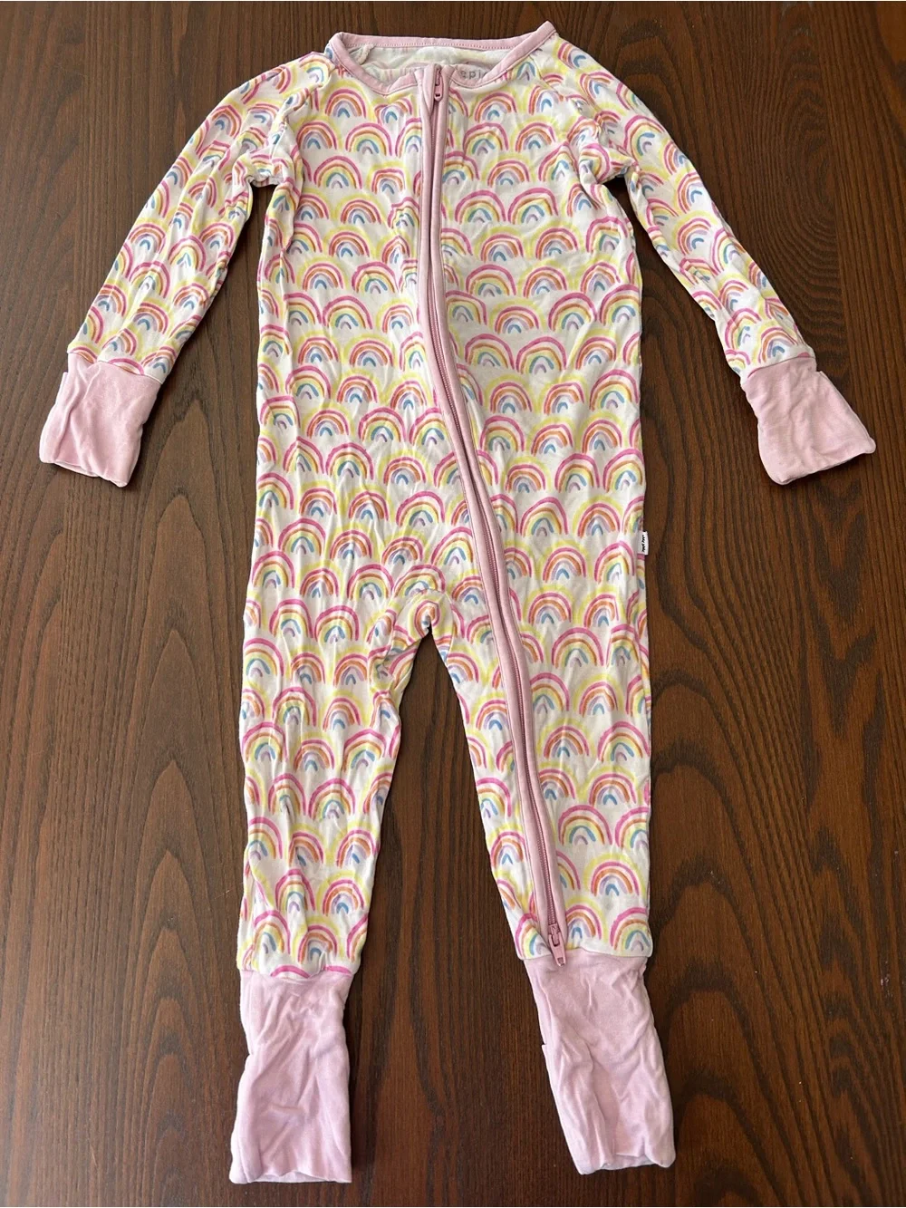 Little sleepies Pink Rainbow Print Kids One-Piece Sleeper